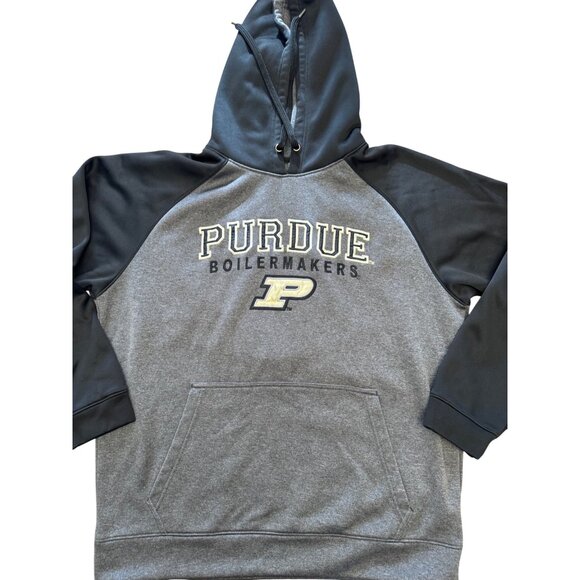 Purdue Boilermakers Sweatshirt XL Gray & Black Hoodie L Pullover Logo - Picture 1 of 7